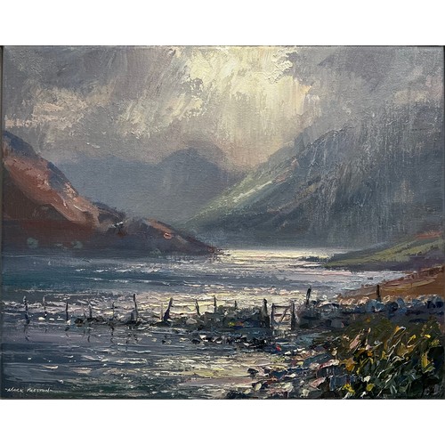 40 - Mark Preston (British, bn. 1976) 
Morning Light, Crummock Water, 
signed, oil on canvas, 41cm x 51cm... 