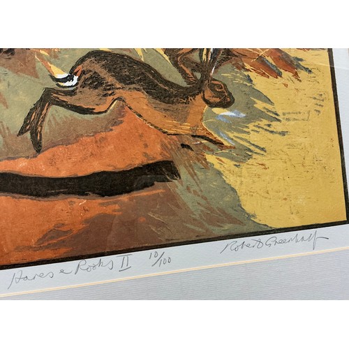 55 - Robert Greenhalf (British, bn. 1950), Hares and Rooks II, signed, titled, and numbered 10/100 in pen... 