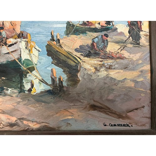 59 - Charles Cermak (1877-1966) 
Fishing Boats near Saint Tropez 
signed, oil on board, 27cm x 35cm.