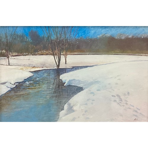 11 - Andrew Hemingway (bn. 1955) Winter River, signed with monogram, signed, titled, and dated ‘86, to ve... 