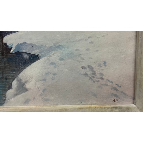 11 - Andrew Hemingway (bn. 1955) Winter River, signed with monogram, signed, titled, and dated ‘86, to ve... 