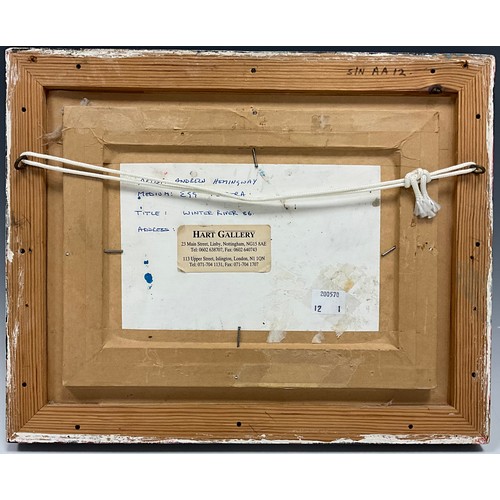 11 - Andrew Hemingway (bn. 1955) Winter River, signed with monogram, signed, titled, and dated ‘86, to ve... 