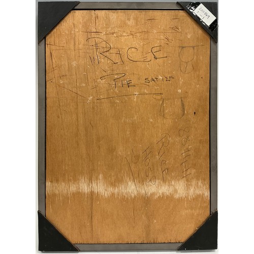 7 - British school (possibly by Reggie Kray (1933-2000)) 
Floral study 
inscription to verso, oil on boa... 