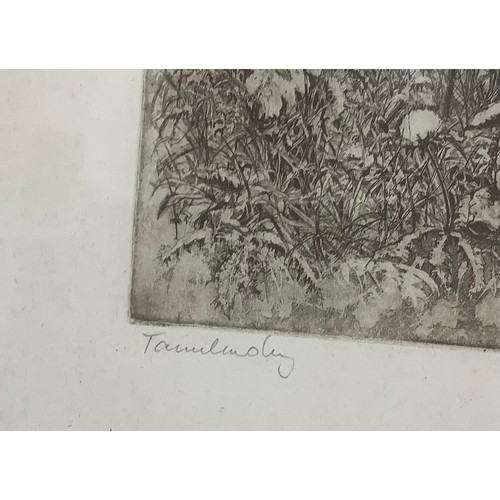 4 - Soviet School (20th century), Wire Fence with Thistles, indistinctly signed, dry-point etching, 29cm... 