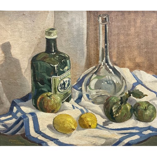 16 - Bernard John William Bowerman (British, 1911 - 1970) 
The Blue Bordered Cloth 
signed, oil on board,... 