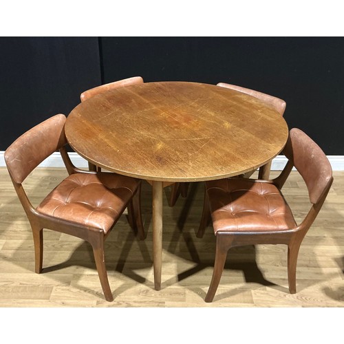 112 - A G Plan extending dining table; a set of four teak dining chairs, possibly Vanson (5)