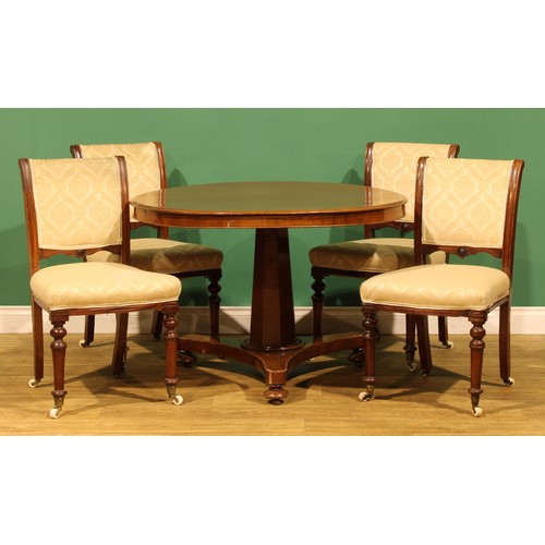 118 - A William IV mahogany centre or breakfast table, 72cm high, 104cm diameter; a set of four Victorian ... 