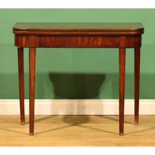 119 - A George III mahogany tea table, outlined with ebony stringing, 76cm high, 92cm wide, 46cm deep