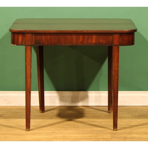 119 - A George III mahogany tea table, outlined with ebony stringing, 76cm high, 92cm wide, 46cm deep