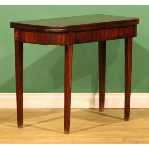 119 - A George III mahogany tea table, outlined with ebony stringing, 76cm high, 92cm wide, 46cm deep