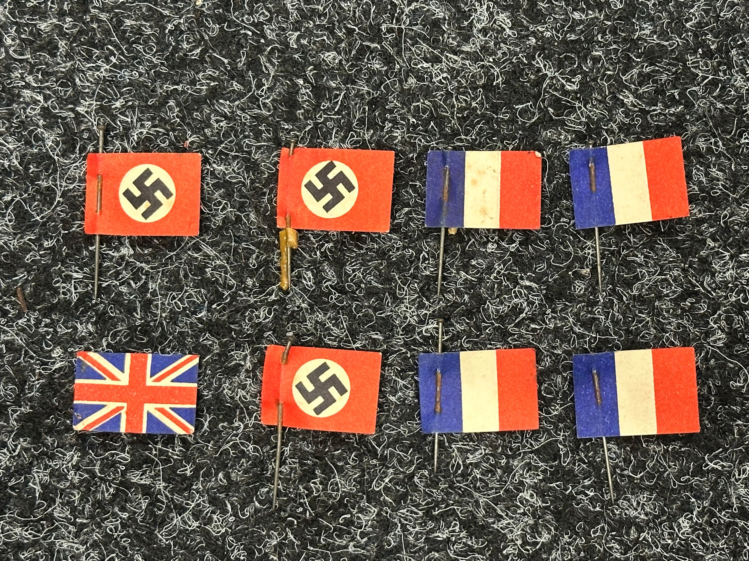 A small quantity of WW2 era flag map pins to include Third Reich ...