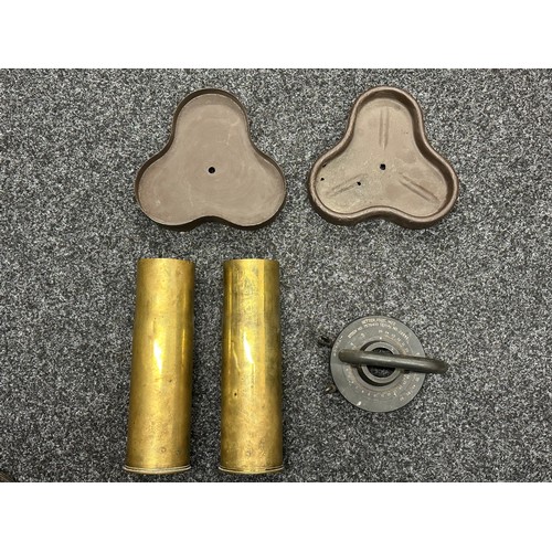 WW2 British / US 75mm Pack Howitzer Shell Cases x 2 and two Clover Leaf ...