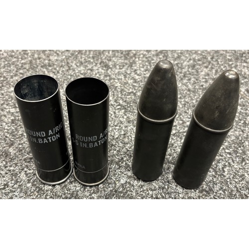 Pair of post war British L2A2 1.5 inch anti-riot rubber baton rounds ...