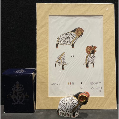 47 - A Royal Crown Derby paperweight, Derby Ram, 7cm high, exclusively available from The Royal Crown Der... 