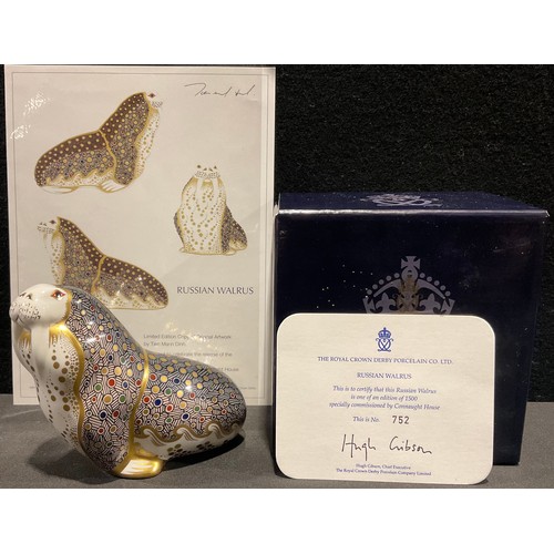 49 - A Royal Crown Derby paperweight, Russian Walrus, this is number 752 of of a gold signature limited e... 