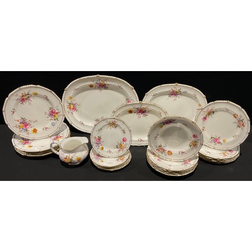 62 - A Royal Crown Derby Posies pattern dinner service for six inc meat plate, diner and side plates, sou... 