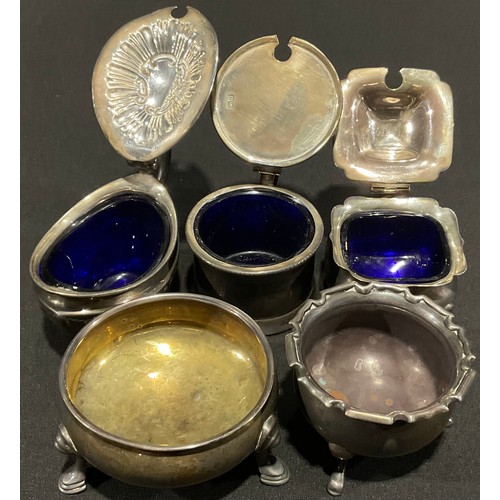 78 - A Victorian silver table salt, gilt interior, marks worn possibly 1837;  another Birmingham 1915;  t... 