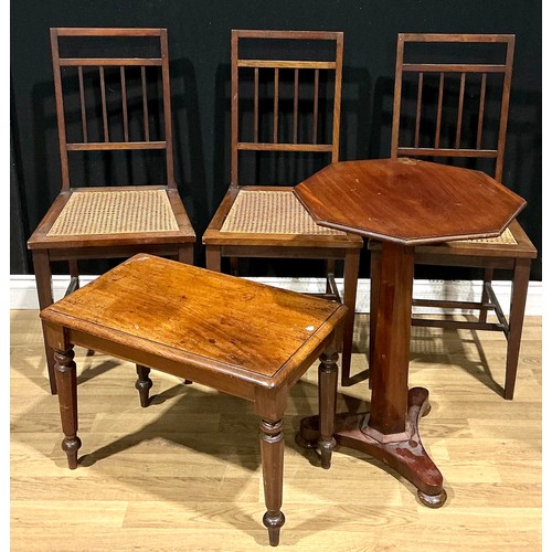 113 - A William IV mahogany octagonal wine table; a low occasional table, possibly repurposed from a bidet... 