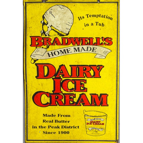 3044A - Advertising - a rectangular double sided pictorial metal sign, Bradwell's Home Made Dairy Ice Cream,... 