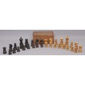 A boxwood and rosewood St George pattern chess set, the Kings 11cm high ...