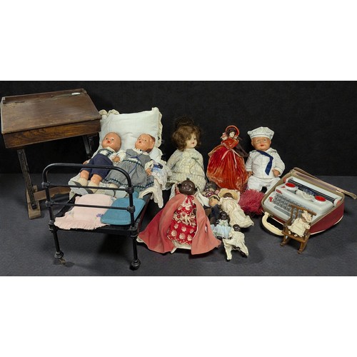 7320 - Dolls, Dolls Furniture and Accessories - a collection of mostly early 20th century and 1950’s baby d... 