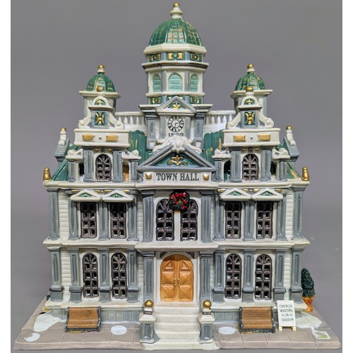 7358 - Lemax Village - Caddington Village, Christmas, Village Town Hall, with bulb, boxed; Public Library, ... 