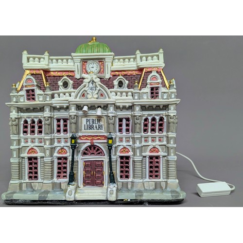 7358 - Lemax Village - Caddington Village, Christmas, Village Town Hall, with bulb, boxed; Public Library, ... 