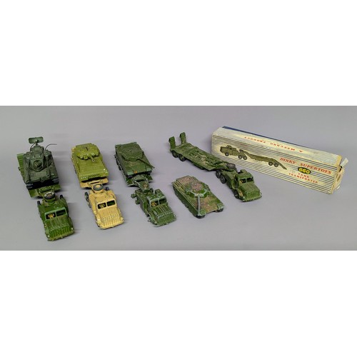 7306 - Dinky Supertoys - 660 tank transporter, boxed, three others, one in dessert colours, two Centurion t... 