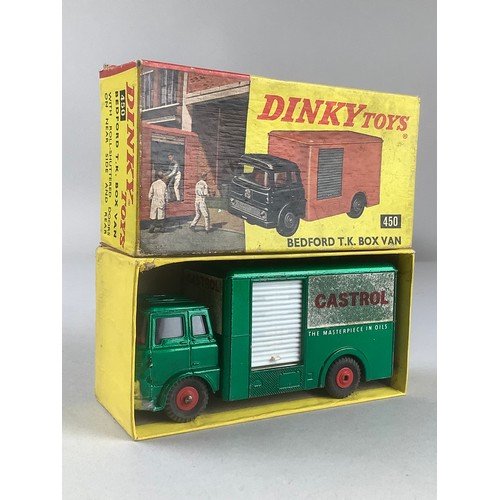7310 - Dinky Toys 450 Bedford T.K Box van ‘CASTROL’ metallic green body, white plastic shutters and red pla... 
