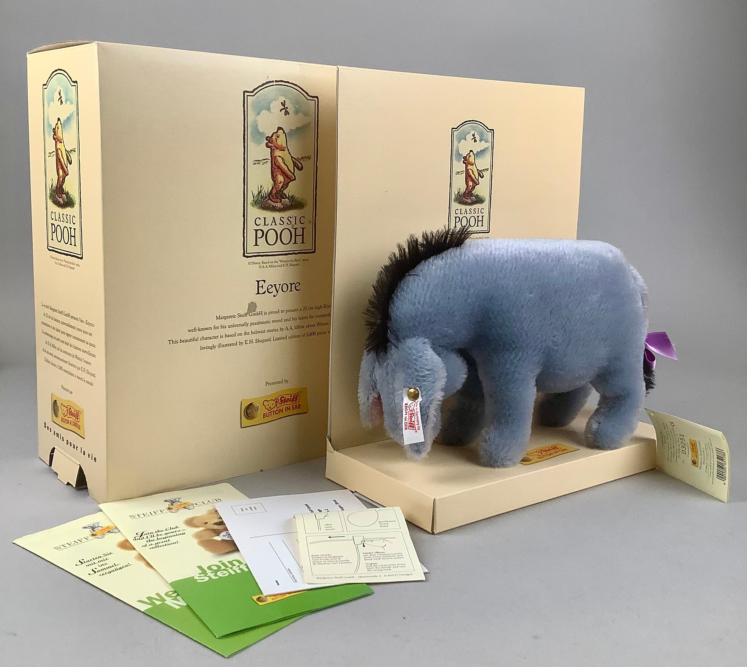 Steiff - Eeyore from the classic Pooh Collection, 651786 Eeyore 3251 of ...