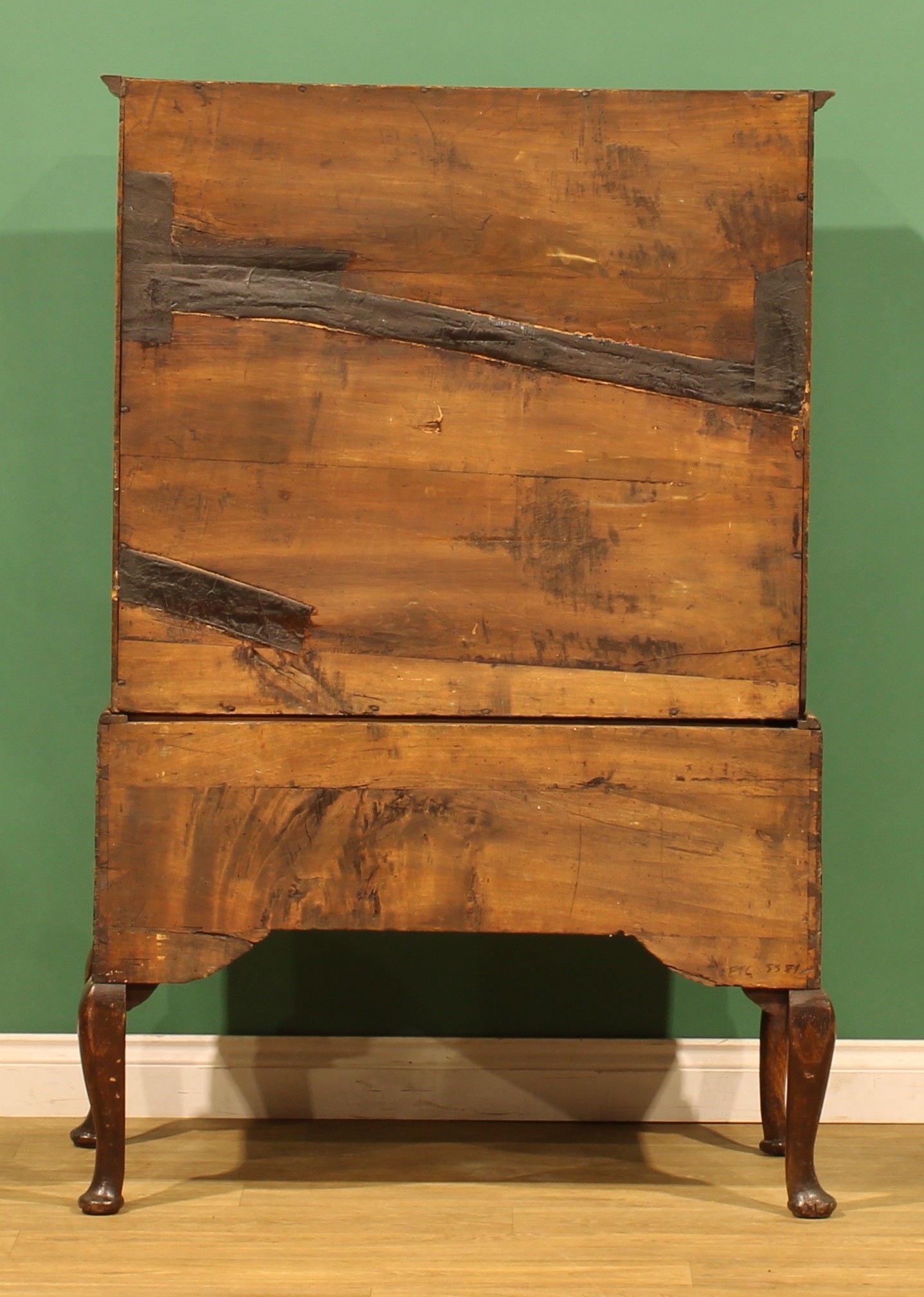 An 18th century style walnut chest on stand, possibly a 19th century ...