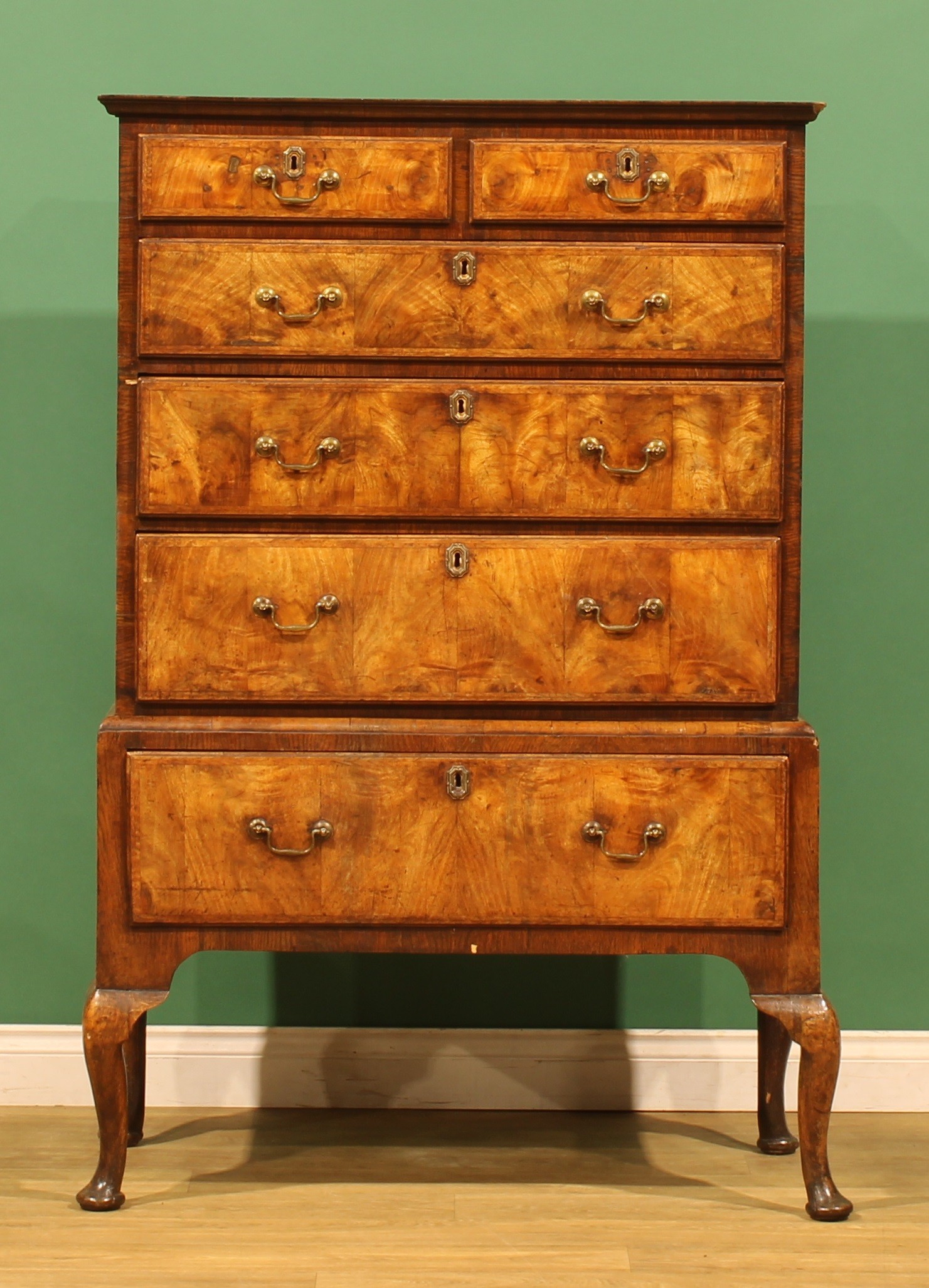 An 18th century style walnut chest on stand, possibly a 19th century ...