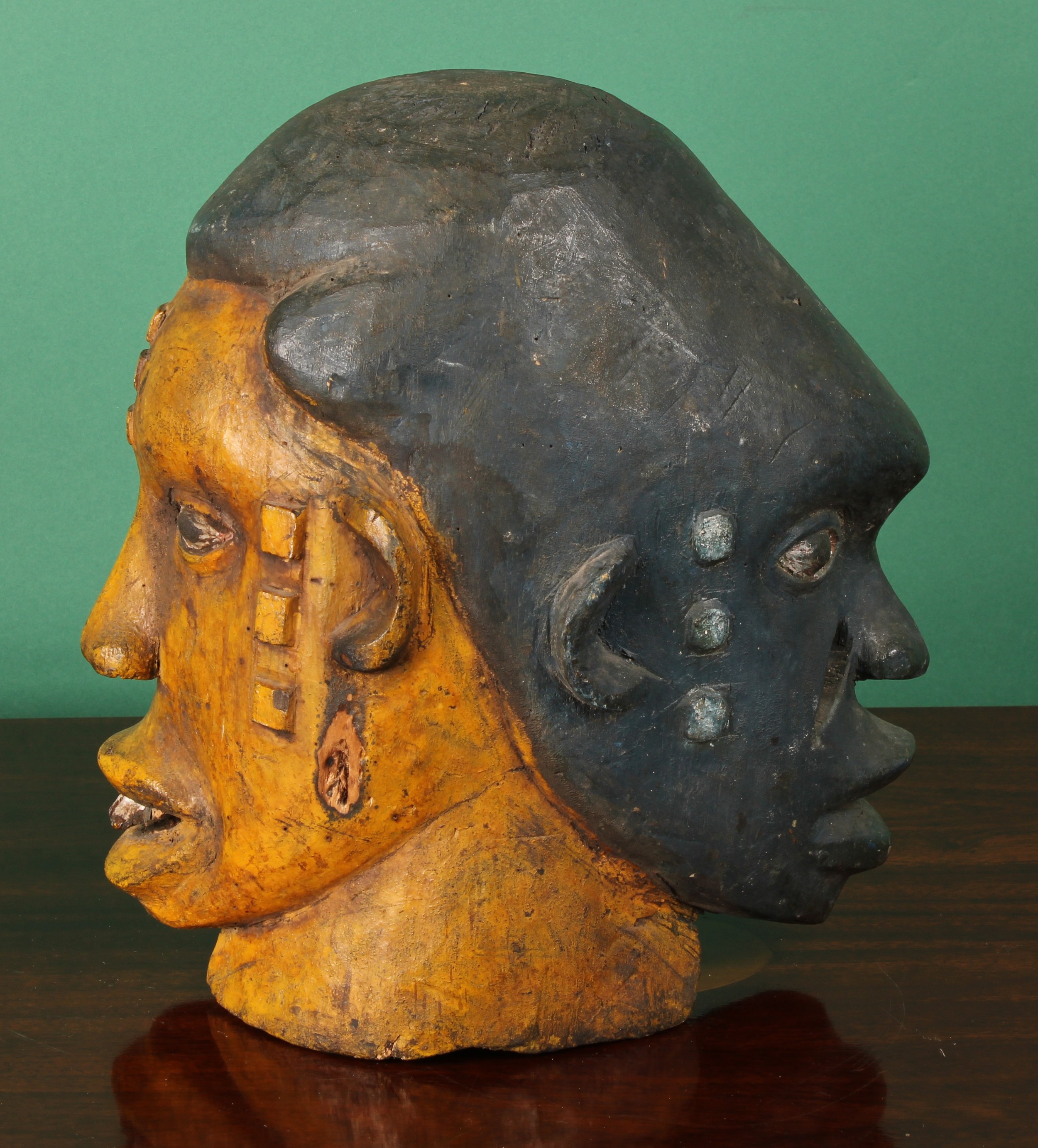 Tribal Art - a West African Janus helmet mask, possibly Ejagham ...