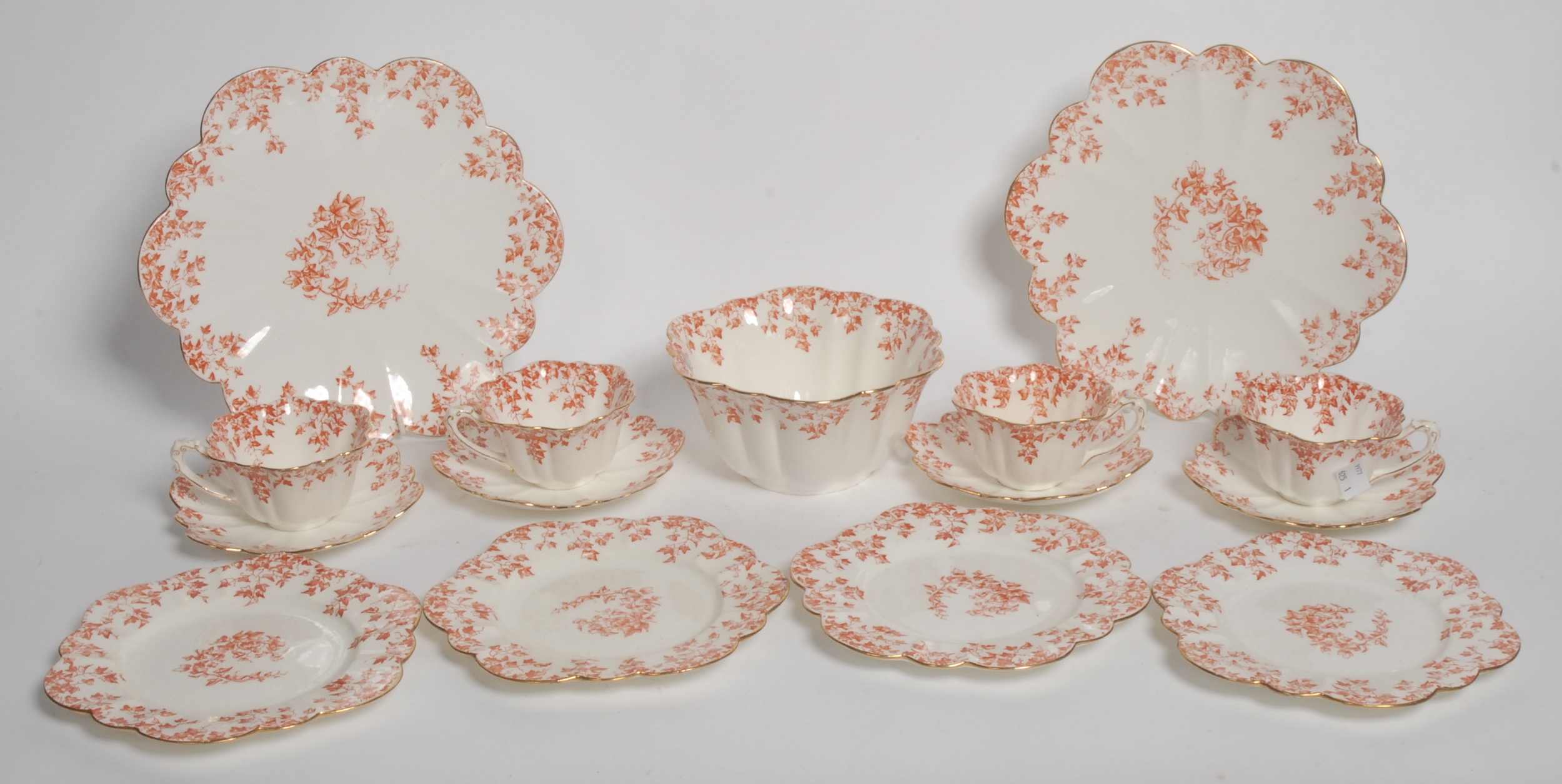 A Victorian Foley Wileman 4917 pattern tea service for four, decorated ...