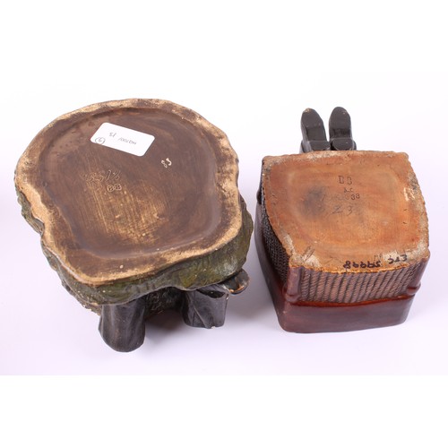 An Bernard Bloch terracotta/pottery novelty tobacco jar and cover, modelled  as the French statesman