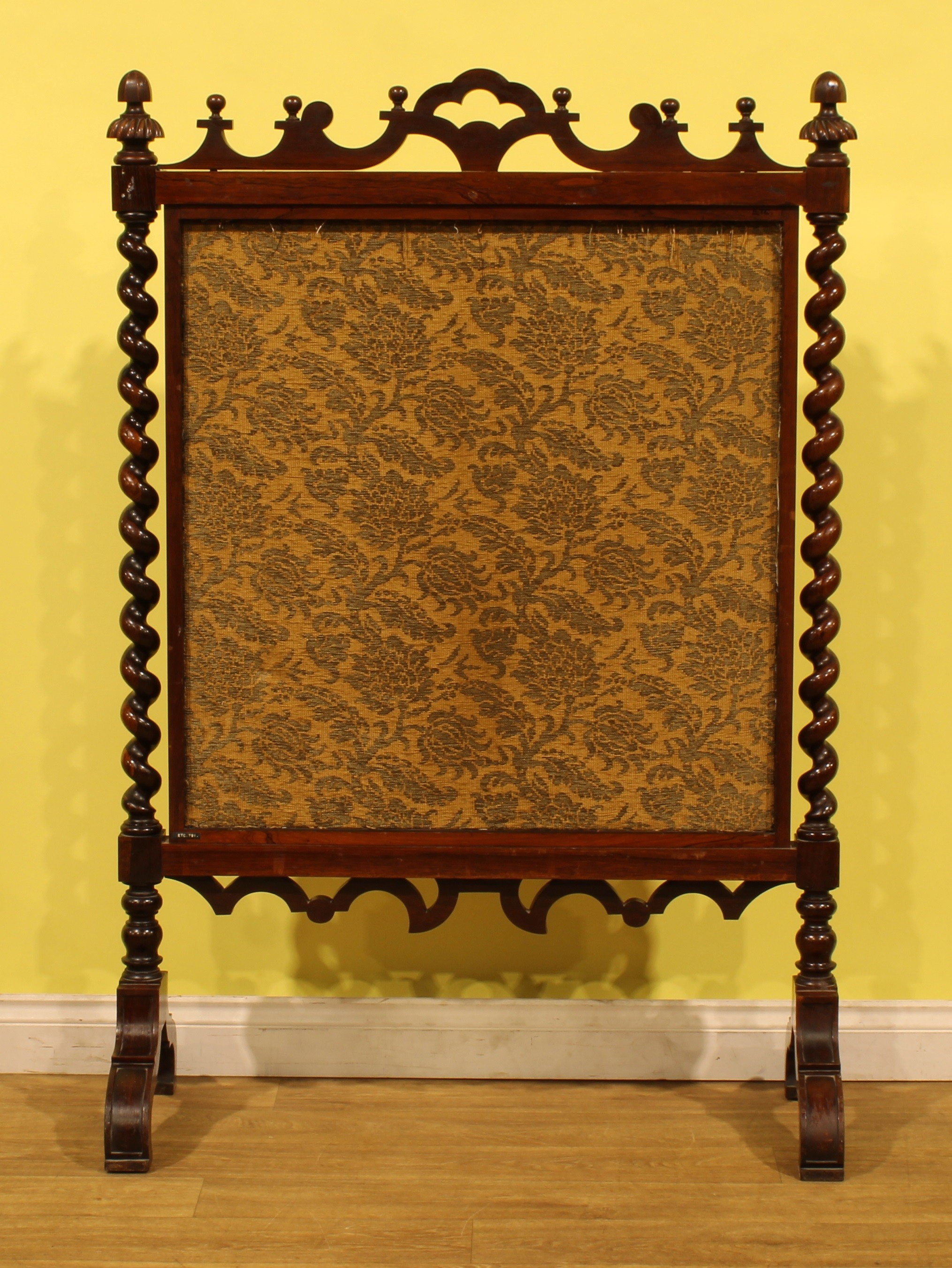 A large Victorian country house rosewood fire screen, woolwork banner ...