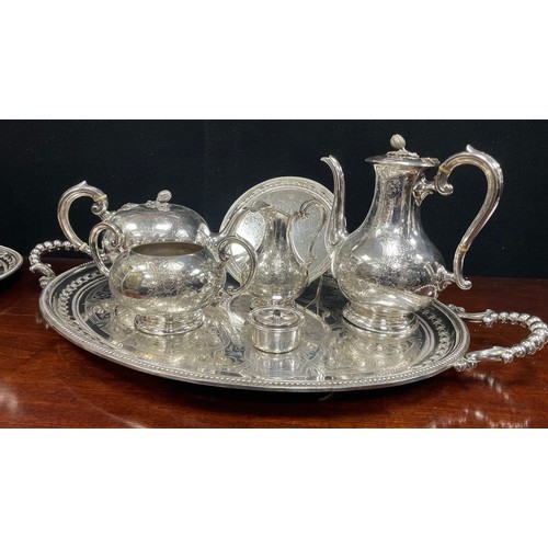 35 - A Victorian E.P.N.S country house tea and coffee service, comprising kettle, teapot, coffee pot, mil... 