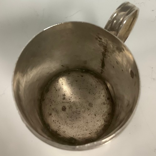 56 - A George II silver kitchen pepper, domed cover, scroll handle, 6.5cm high, maker's mark only, John H... 