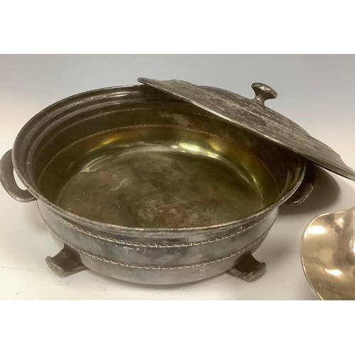 23 - A Mappin & Webb Prince's Plate sugar scuttle, 15cm high; a wine funnel; etc (4)