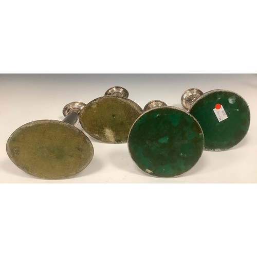 30 - A pair of George III Old Sheffield Plate candlesticks, chased with sunflowers, 17cm high, c,1800; an... 