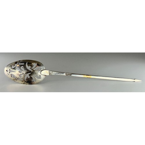 12 - A George II silver mote spoon, 12cm long, c.1735
