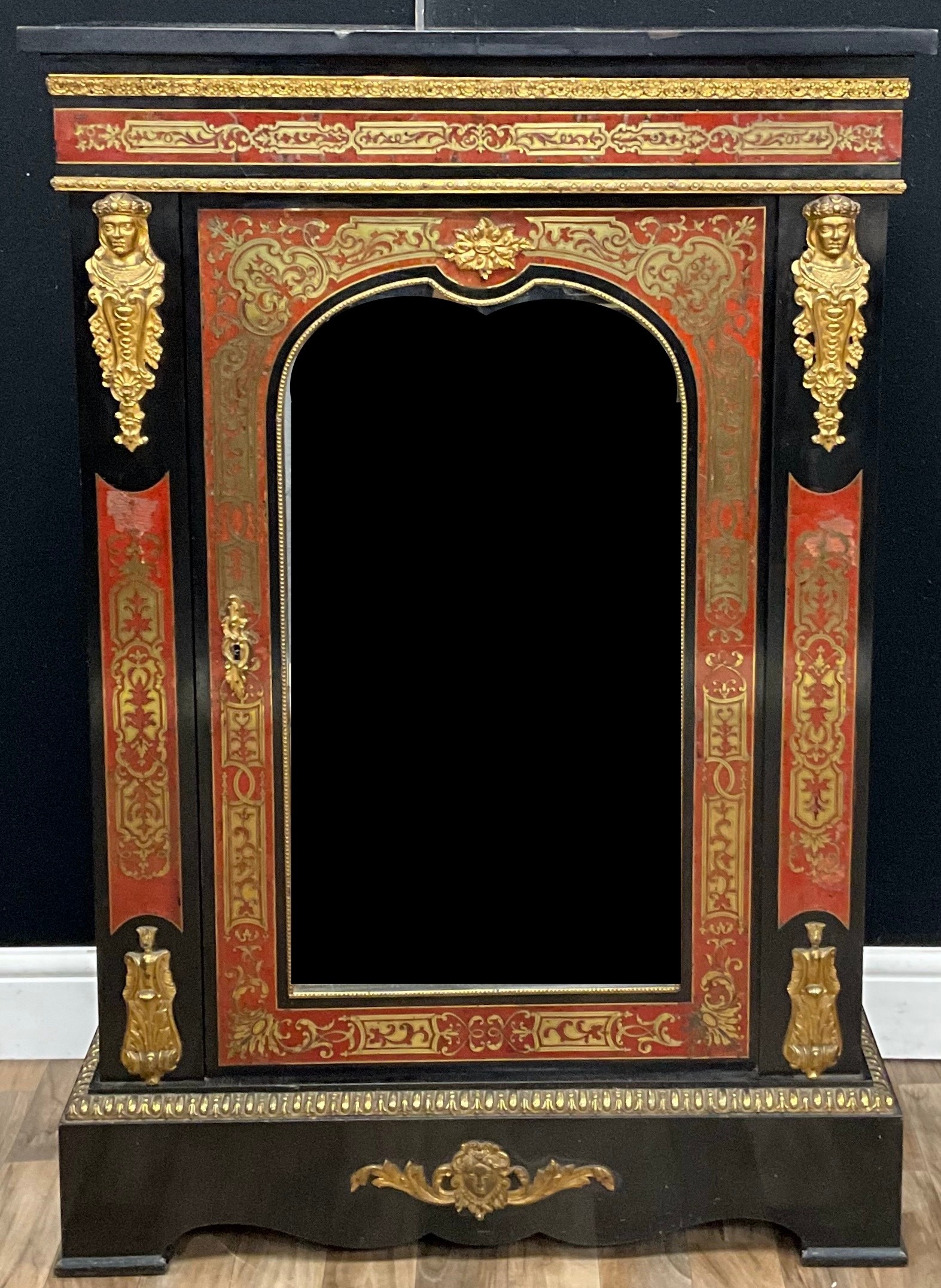 A 19th century French gilt metal mounted boulle and ebonised pier ...