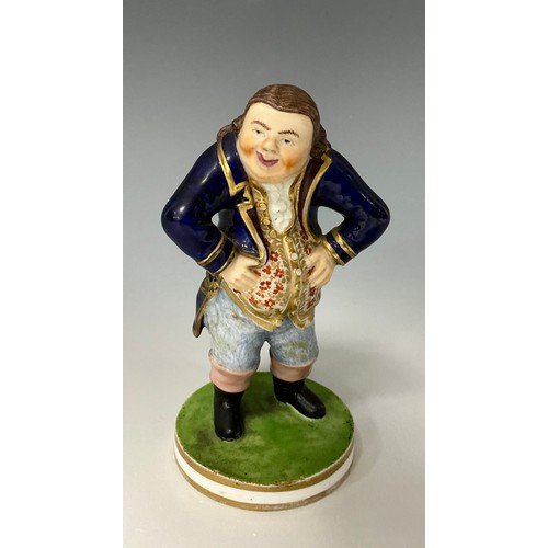 A Derby porcelain figure, The Laughing Philosopher, a portly chap with ...