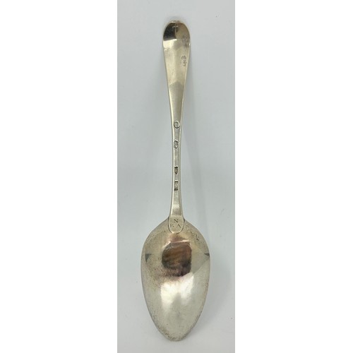 13 - A George III silver Bright-cut Old English pattern table spoon, 22.5cm long, John Pittar, Dublin 177... 