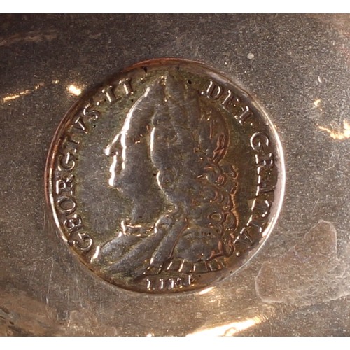 54 - A George II silver coloured metal toddy ladle, twisted baleen handle, 32.5cm long, apparently unmark... 