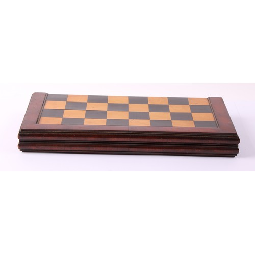 A George IV mahogany and parquetry rectangular folding chess board, the ...