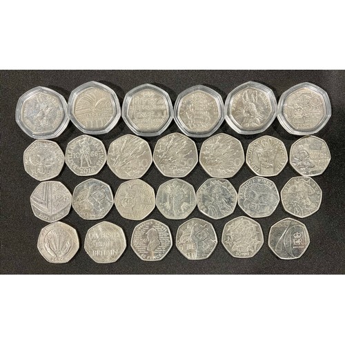 Numismatics - a collection of twenty six fifty Pence pieces (50Ps) inc ...