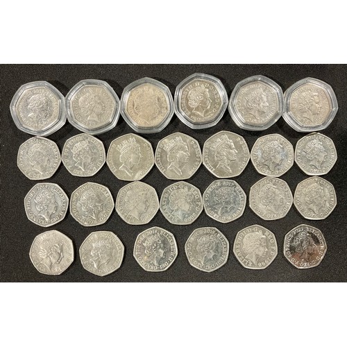 Numismatics - a collection of twenty six fifty Pence pieces (50Ps) inc ...