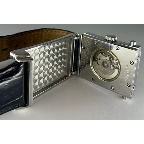 Rotary - an Elite Reverso automatic stainless steel wristwatch, blue ...