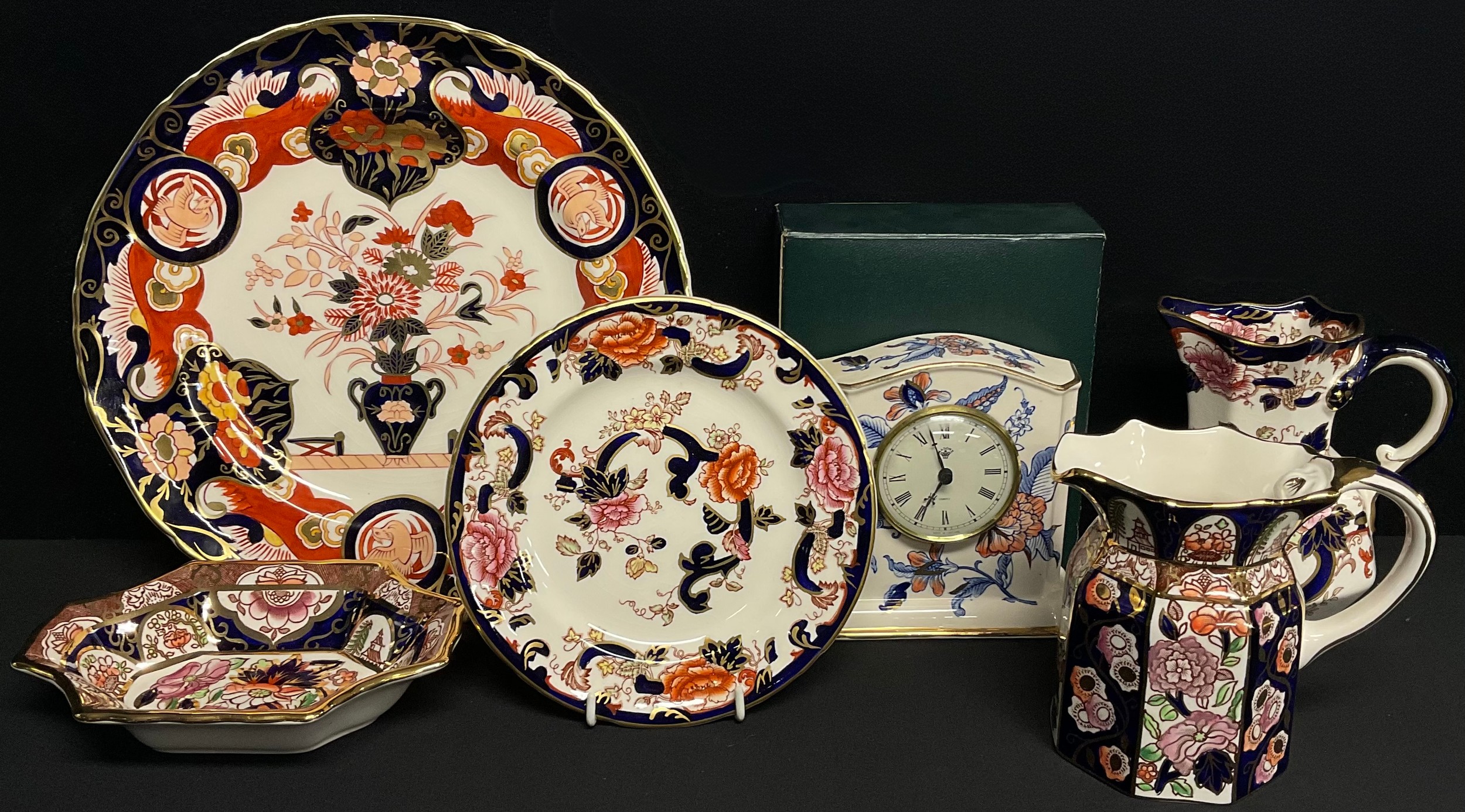 A Mason's Cathay pattern miniature mantel clock, boxed; other Mason's ...
